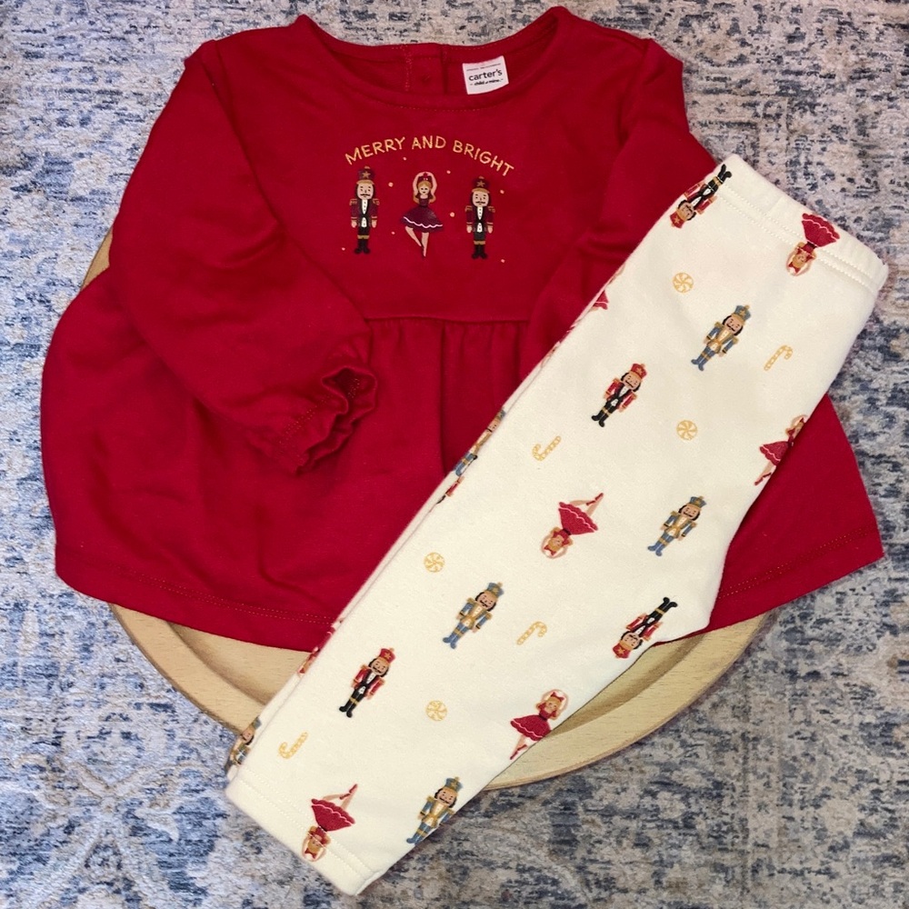 #71. 🆕 NWOT - Carter's - Long-Sleeve Holiday Top with Nutcracker Print Leggings